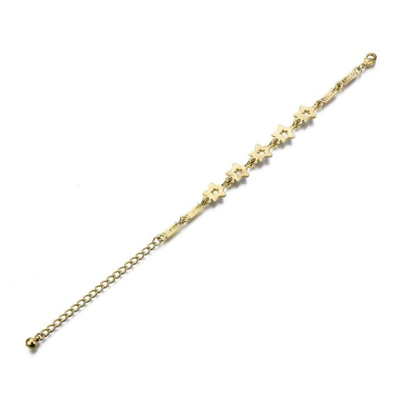 2/$25 Gold plated Natural Shell STAR link Bracelet with extender = pretty stars - Picture 4 of 5